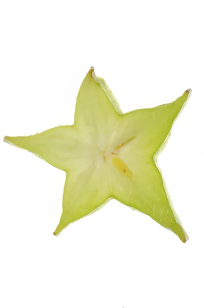 Fruit isolé sur blanc, une carambole verte — Photo
