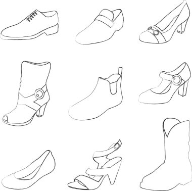 Shoes_various_black_red clipart