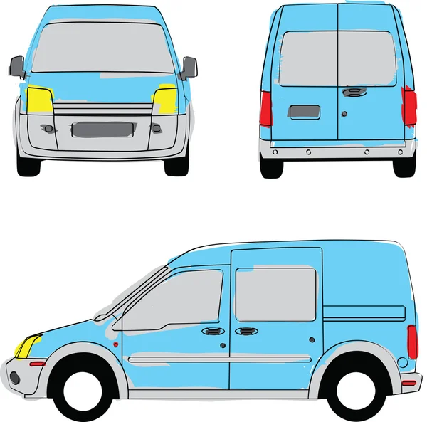 Delivery van artistic style 3 views — Stock Photo, Image