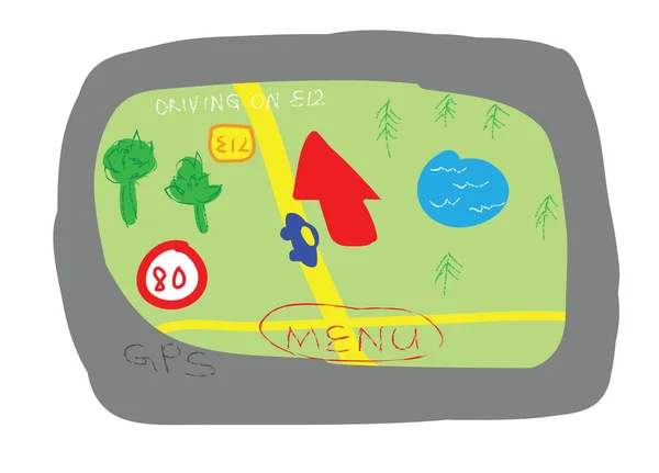 Dispositivo di navigazione GPS stile cartone animato — Foto Stock