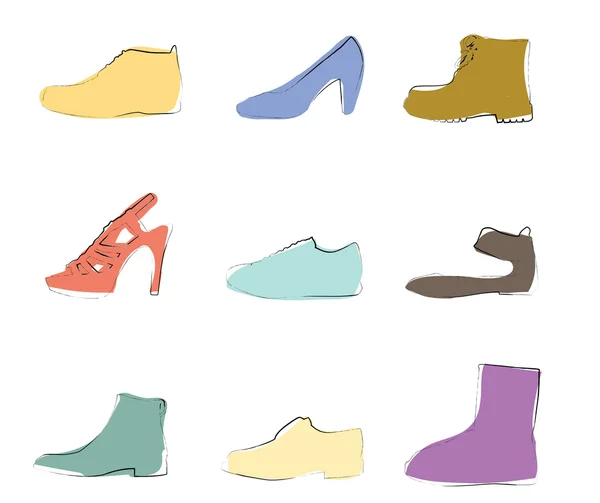 Çeşitli ayakkabı sanatsal pastel renkler — Stok fotoğraf