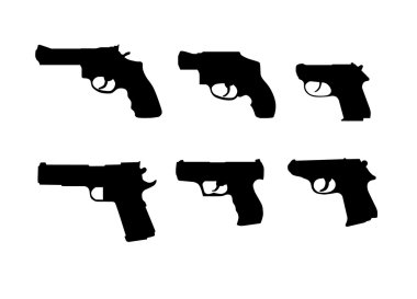 Six hand gun silhouettes clipart