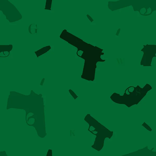 Naadloze patroon met verscheidenheid van handpistolen — Stockvector