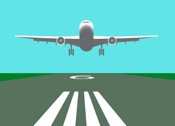 Landing vliegtuig illustratie — Stockvector