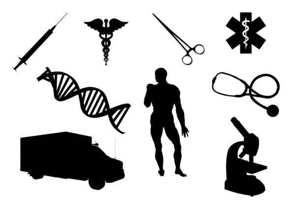 Medical objects silhouettes — Stock Vector