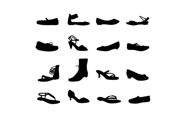Femmes casual chaussures silhouettes — Image vectorielle