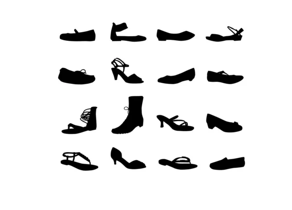 Women casual shoes silhouettes — Stock Vector