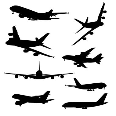 Airplanes silhouettes clipart