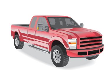 Pick-up truck red on white clipart