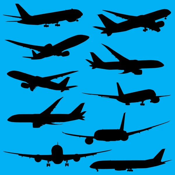 Siluetas de aviones —  Fotos de Stock