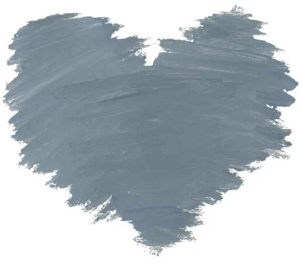 Grey watercolor heart is isolated on a white background. — Stock Photo, Image