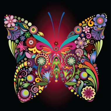 Flowers and butterflies clipart