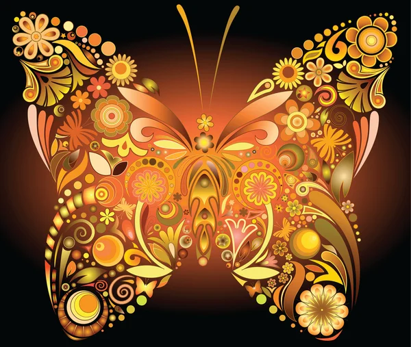 Schema oro farfalla — Vettoriale Stock