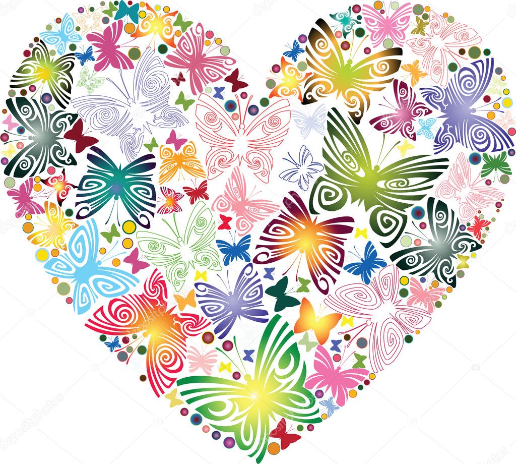 Heart of the butterflies — Stock Vector © Kubera #8022355