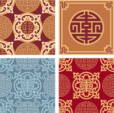 Set of Oriental Seamless Patterns clipart