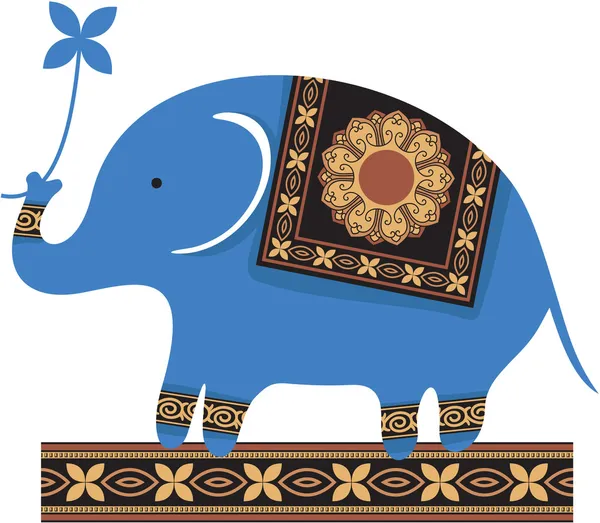 Aranyos kék elefánt — Stock Vector