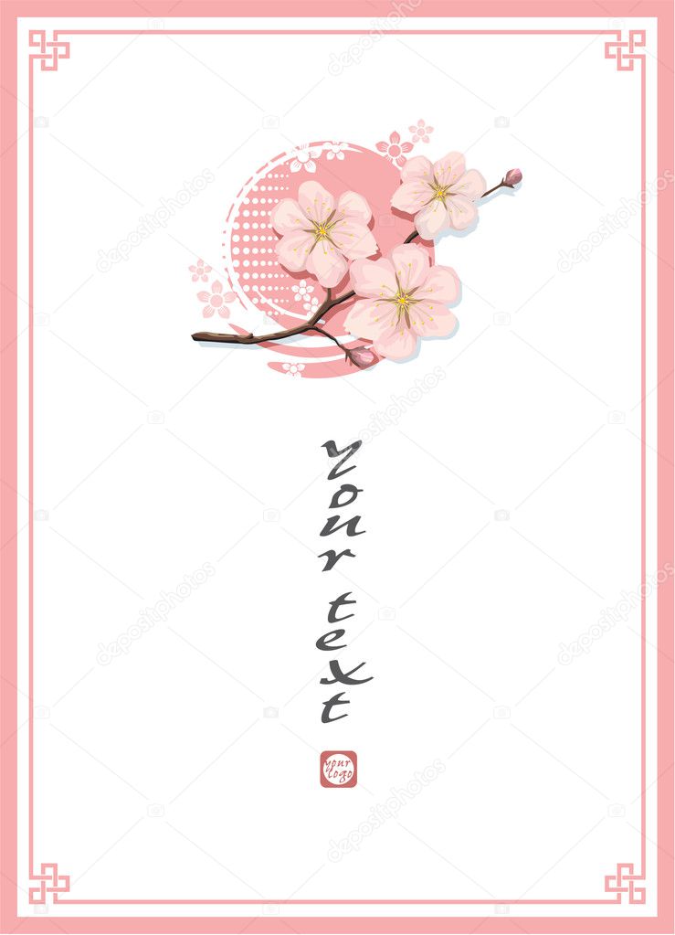 blossom cherry template background stock vector leshabur 8818090