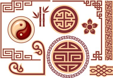 Set of Chinese Oriental Design Elements clipart