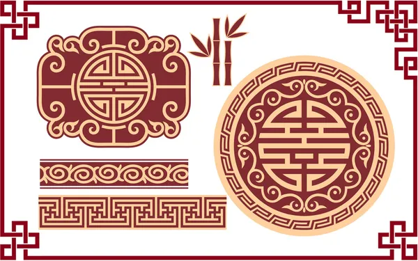 Conjunto de elementos de diseño oriental — Archivo Imágenes Vectoriales