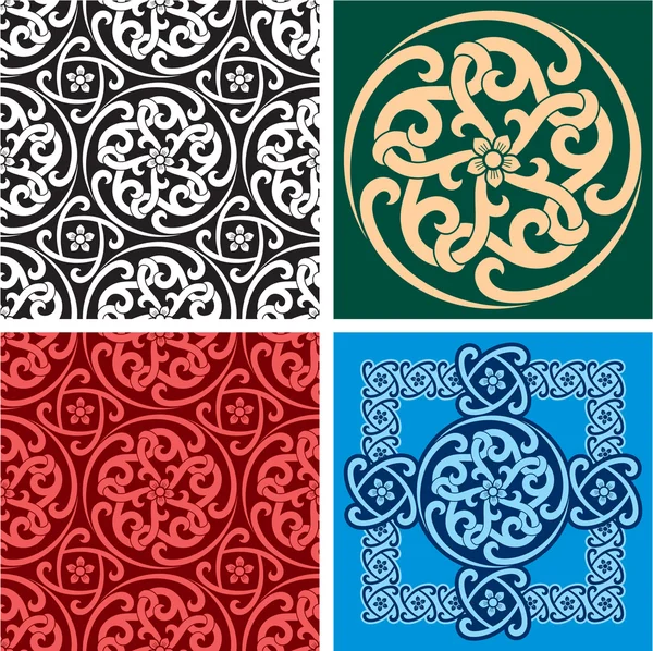 Set of Seamless Patterns and Design Element — Stock Vector