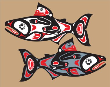 Fish - Salmon - Native American Style Vector clipart