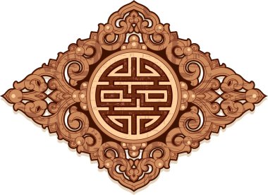 Oriental Ornament - Vector Woodcraft Style Pattern clipart