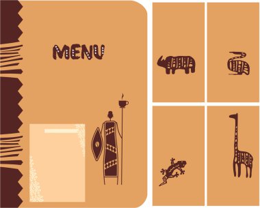 Set of African Template Design - Menu Cover, Cards clipart