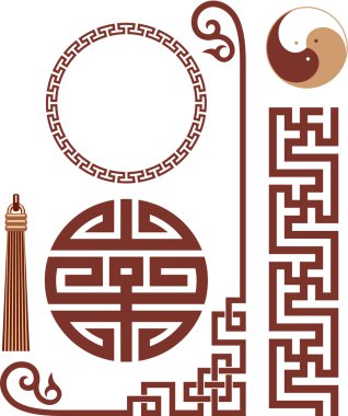 Vector Set of Oriental Chinese Design Elements clipart