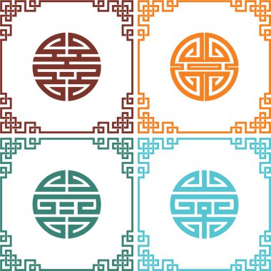 Set of Vector Oriental Chinese Knots with Frames clipart