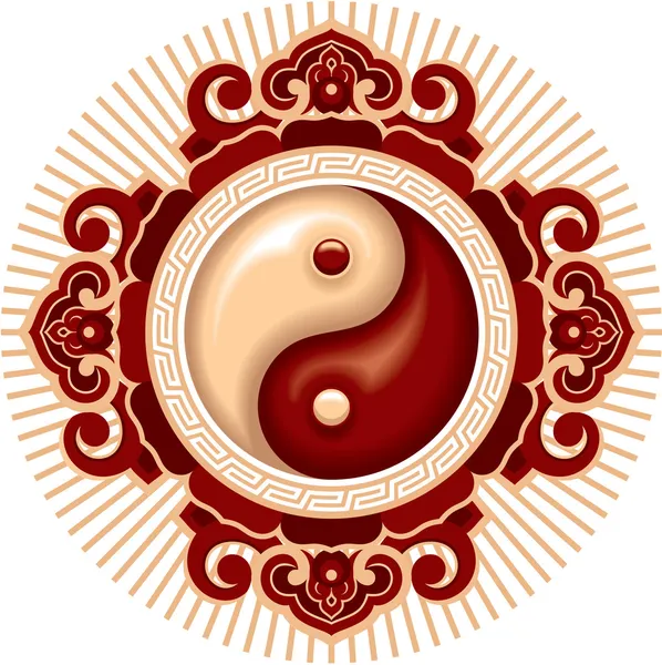 Oriental Chinese Pattern - Yin Yang Rosette — Stock Vector