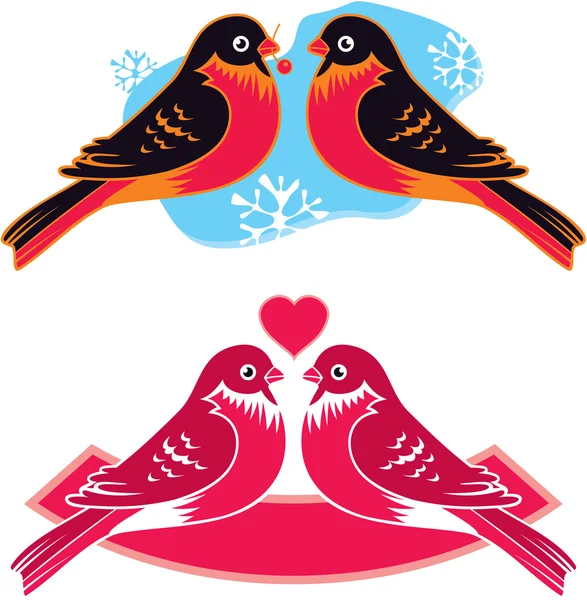 Verliebte Vögel — Stockvektor