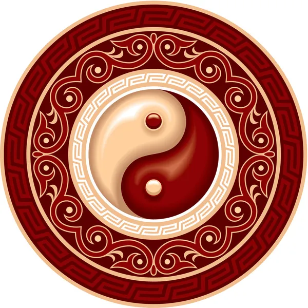 Oriental Chinese Pattern - Yin Yang Rosette — Stock Vector