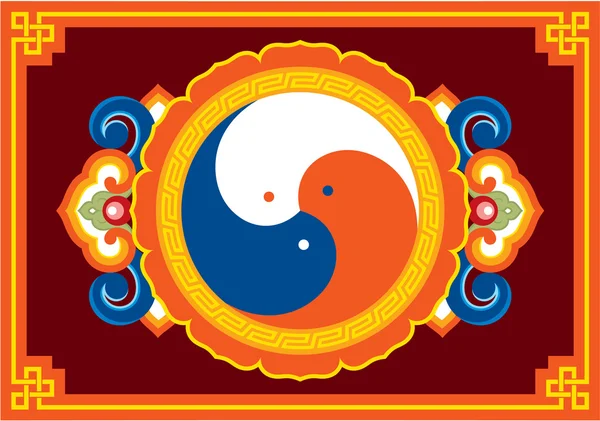 Chińskie orientalne wektor wzór - dywan, ozdoba, rama, rozeta — Wektor stockowy