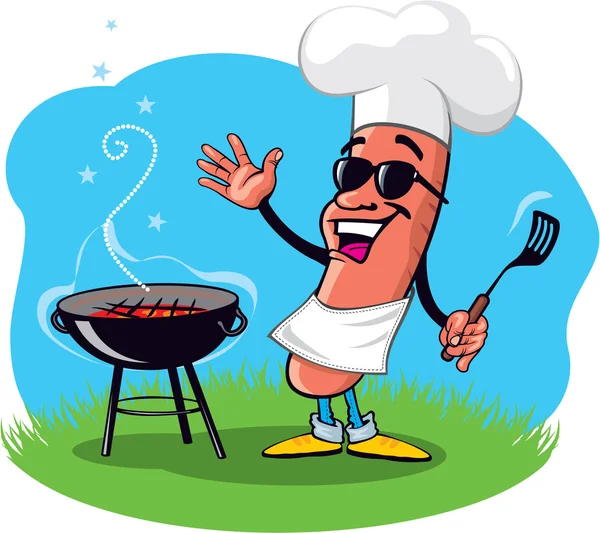Hot Dog cool avec barbecue Grill — Image vectorielle