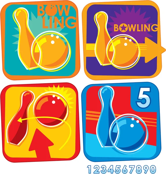 Set of Bowling Icons - Banner, Sign, Emblem — Stock Vector
