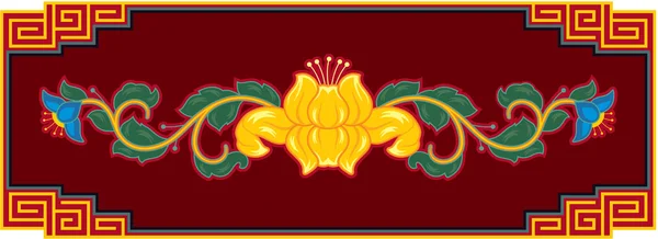 Chinese Oriental Lotus Flower Pattern — Stock Vector