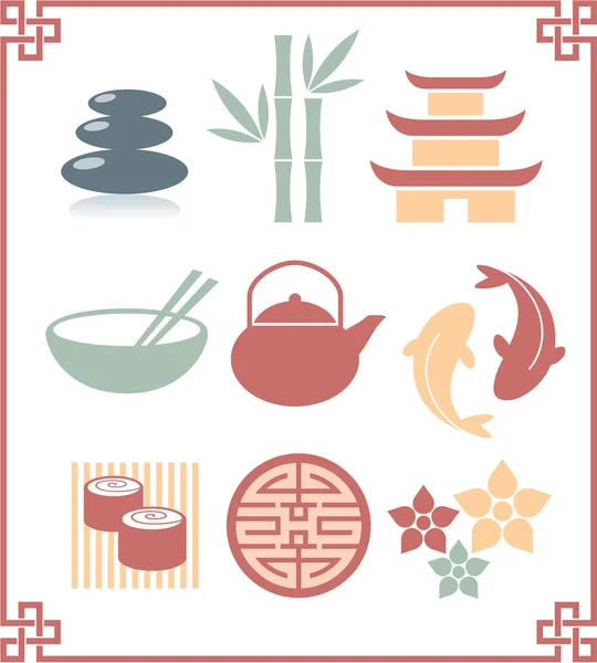 Conjunto de iconos Zen orientales — Archivo Imágenes Vectoriales