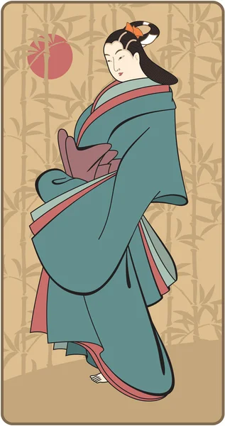 Vector japonés Geisha (imagen de estilo de arte tradicional ) — Archivo Imágenes Vectoriales