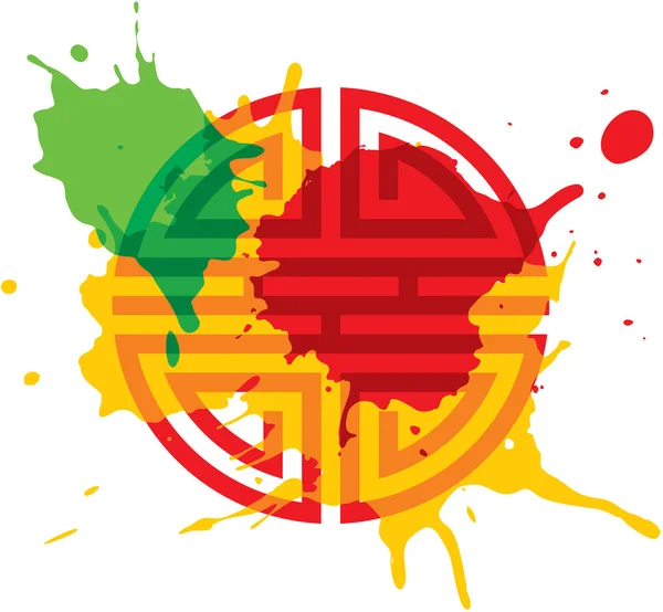 Vector Paint Splash Oriental Elemento de design — Vetor de Stock