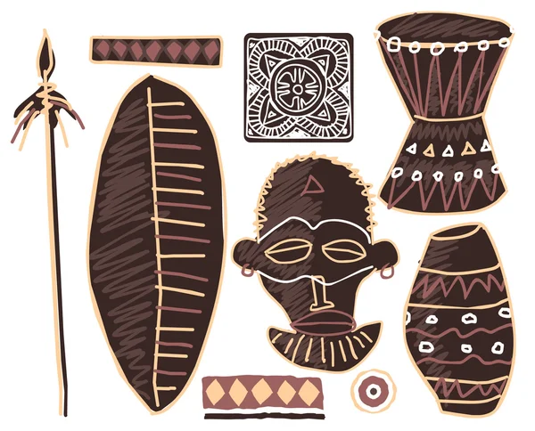 Serie di elementi africani Illustrazione — Vettoriale Stock