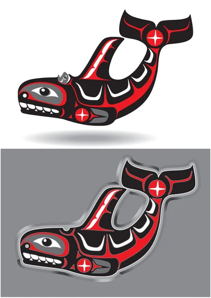 Orca - Schwertwal - im Stil amerikanischer Ureinwohner — Stockvektor