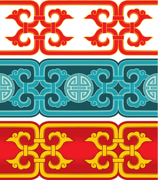 Vector Seamless Oriental Chinese Border Elements — Stock Vector