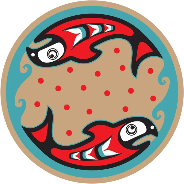 Salmón de pescado - Vector de estilo nativo americano — Archivo Imágenes Vectoriales
