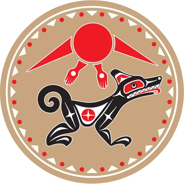 Λύκος - κογιότ - ύφος αμερικανών ιθαγενών διάνυσμα — Διανυσματικό Αρχείο