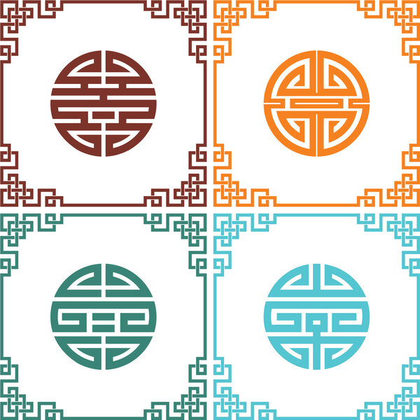 Набор векторных восточных китайских узлов с рамками
