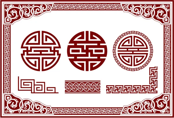 Ensemble vectoriel d'éléments de design chinois orientaux — Image vectorielle