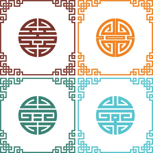 Набір векторних східних китайських вузлів з рамками — стоковий вектор