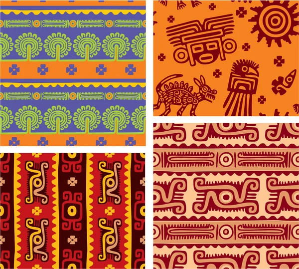 Conjunto de padrões sem costura mexicanos —  Vetores de Stock