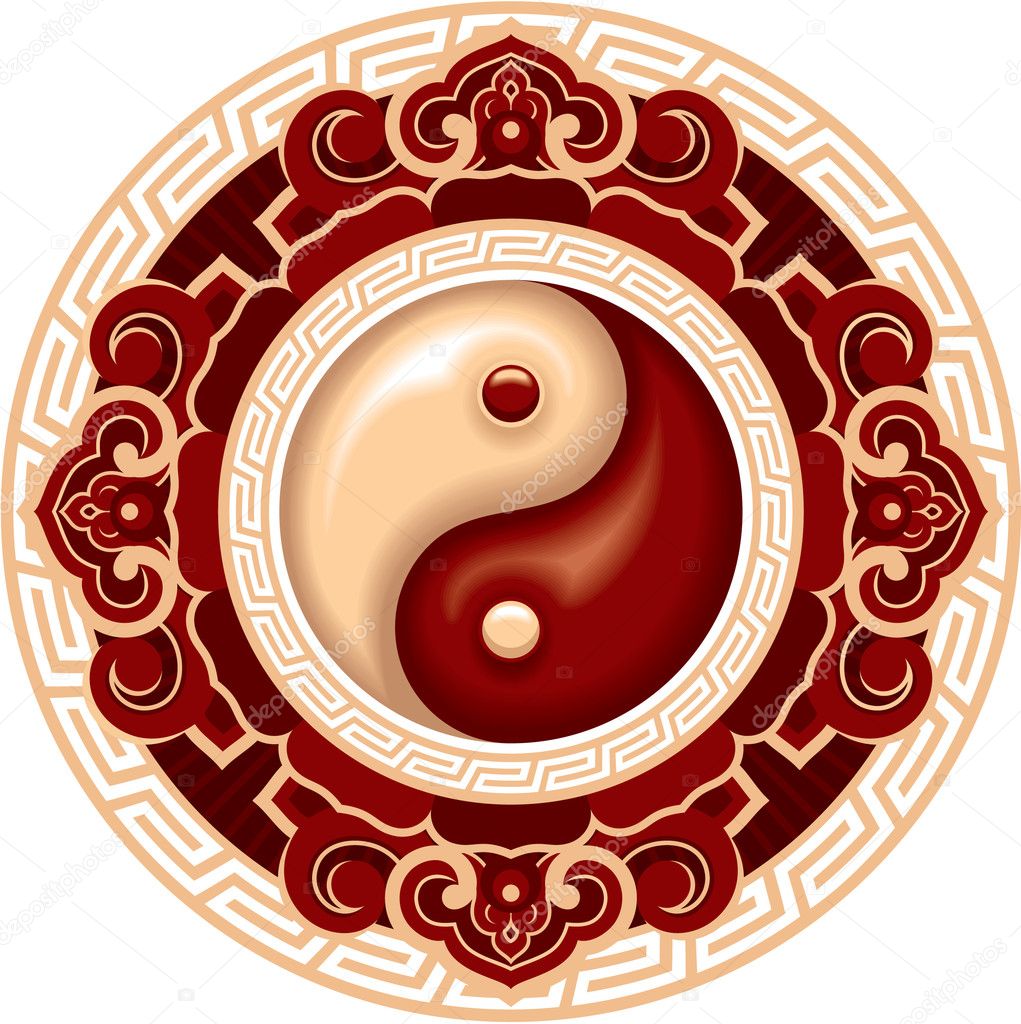 Oriental Chinese Pattern - Yin Yang Rosette