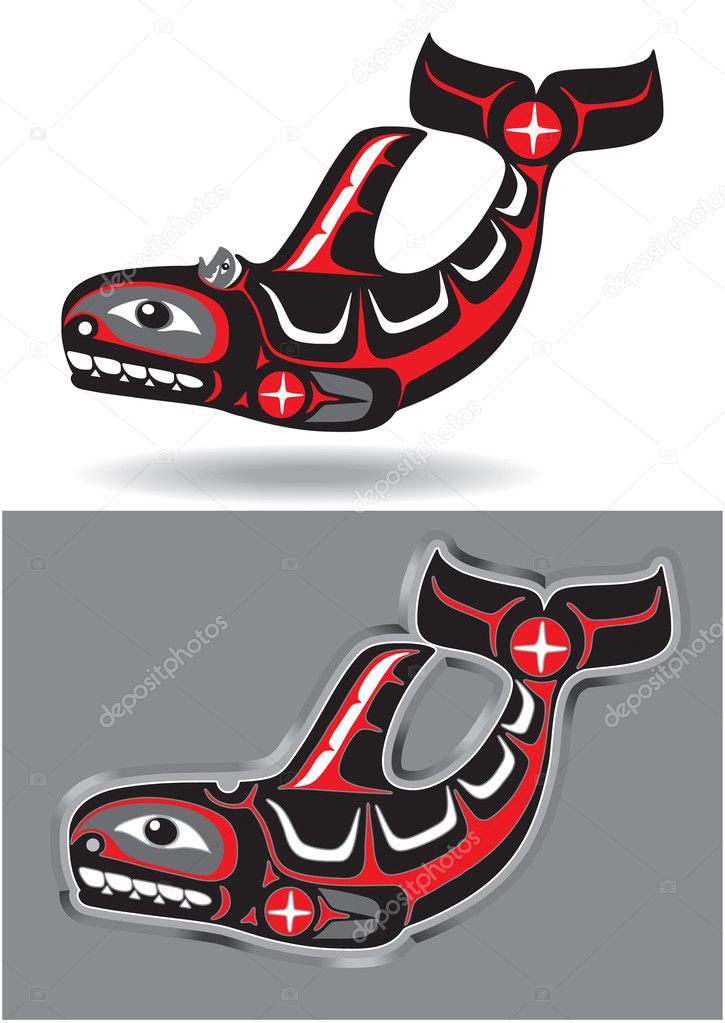 Orca - Killer Whale - in Native American Art Style